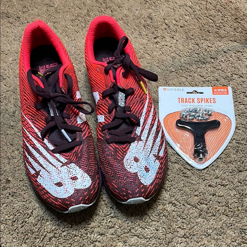 New Balance Red Track Spikes Shoes Sz 9
